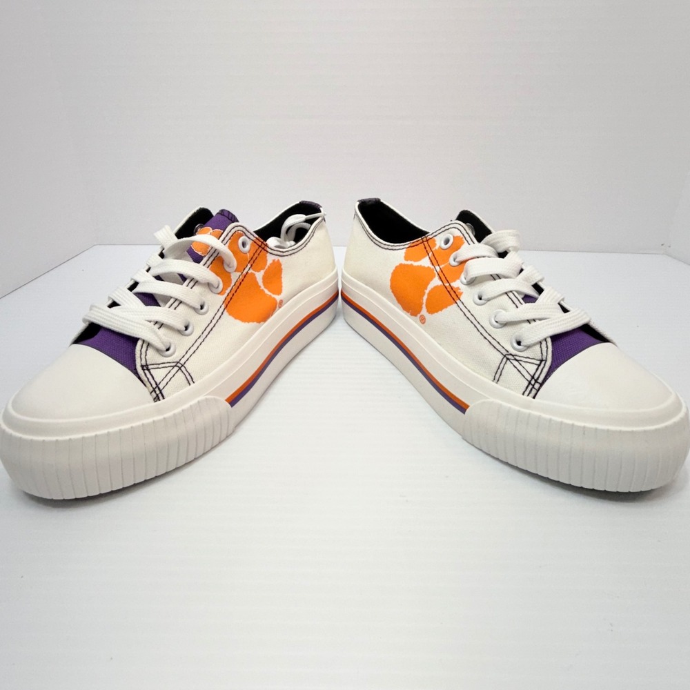 FOCO Clemson Tigers Low Top Canvas‎ Sneakers Paw Print Shoes Women's 7, College